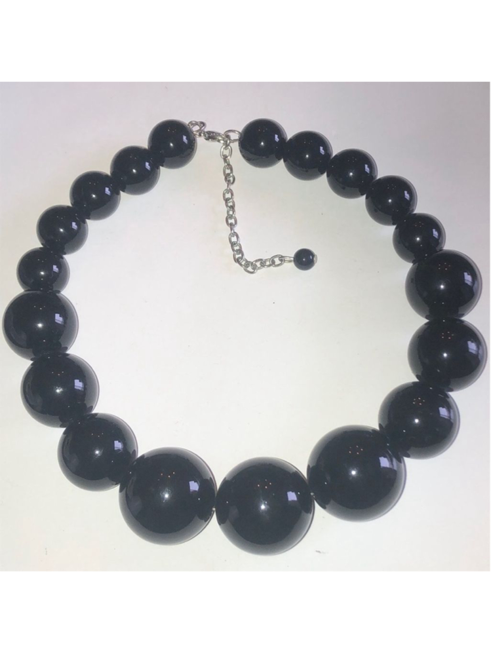 Huge Chunky Black Beaded Retro Boho Statement Necklace